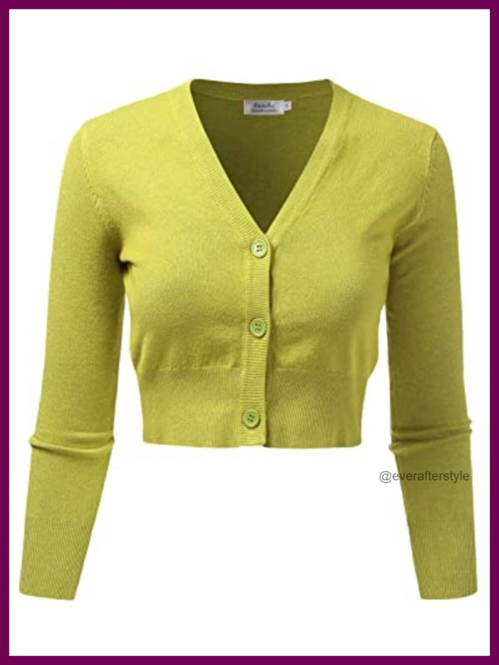 Women's Cropped Open Front Cardigan 3/4 Sleeve V-Neck Solid Knit